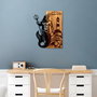 Wallity Poseidon - Escultura de pared de madera y metal en nogal y negro